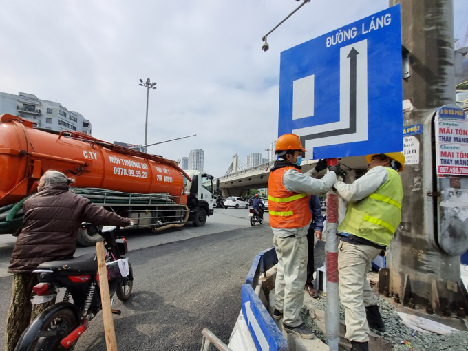 Hà Nội lại phân luồng ở Ngã Tư Sở, từ Trường Chinh về Láng có hướng đi mới