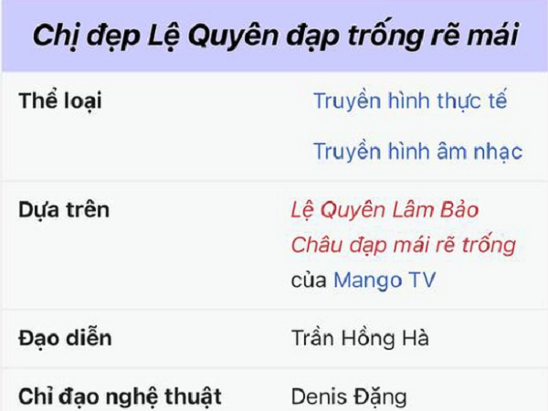 'Chị đẹp đạp gió rẽ sóng' bất ngờ bị đổi tên thành... 'Chị đẹp Lệ Quyên đạp trống rẽ mái'