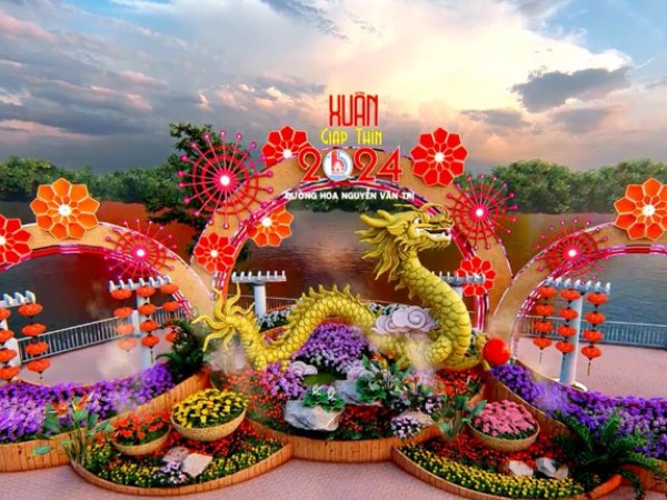Ngắm phối cảnh đường hoa ven sông đẹp mê ly ở Đồng Nai