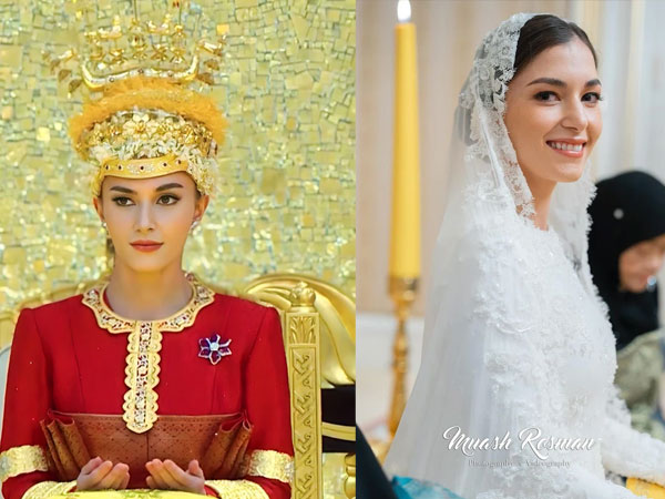 Cô dâu của Hoàng tử Brunei rạng rỡ trong loạt váy cưới hoàng gia, bùng nổ visual với khoảnh khắc mở voan che