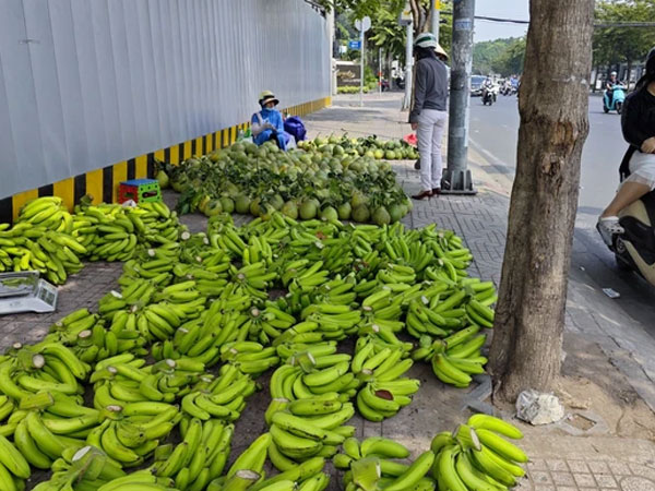 Chuối xuất khẩu lại dội chợ, đổ ra lề đường