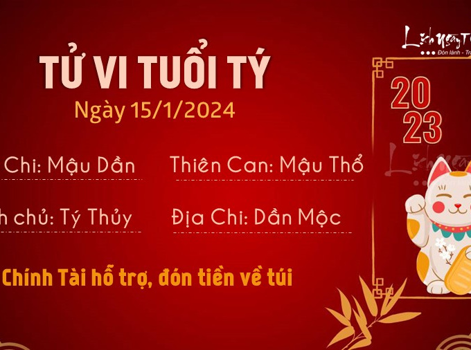 Tử vi thứ 2 ngày 15/1/2024 của 12 con giáp: Tý có tiền, Mùi trắc trở