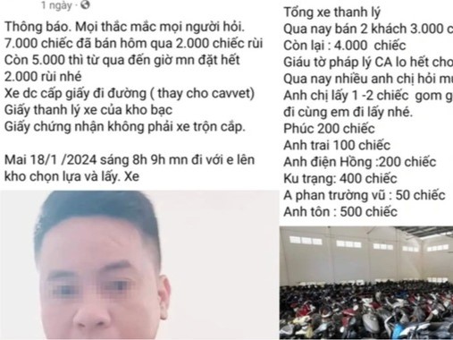 Lý do người đàn ông bị phạt khi đăng thông tin bán '7000 xe tang vật'