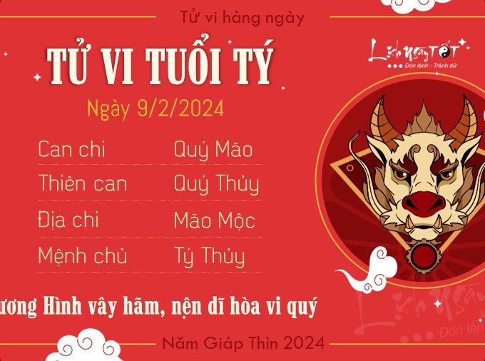 Tử vi thứ 6 ngày 9/2/2024 của 12 con giáp: Dần hân hoan, Thìn bốc đồng ngày 30 Tết