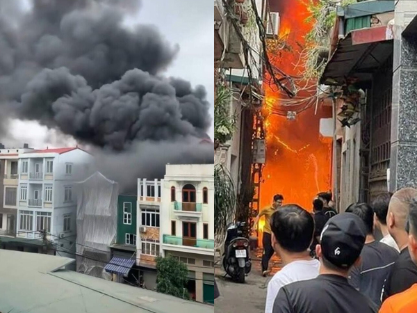 Cháy kho chứa quần áo gần chợ Ninh Hiệp, cột khói bốc cao khiến người dân hoảng loạn