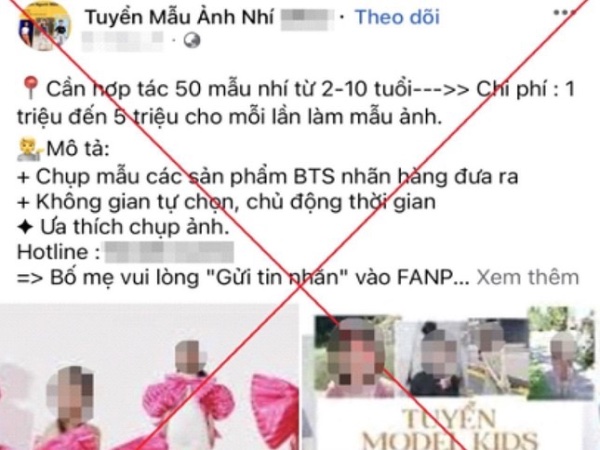 Ứng tuyển cho con làm mẫu ảnh nhí, người phụ nữ ở Hà Nội bị lừa hơn 300 triệu đồng