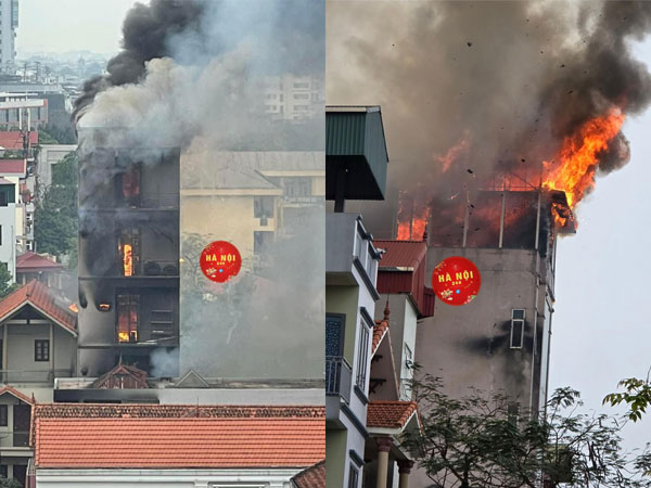 Hà Nội: Cháy lớn tại cửa hàng dịch vụ tiệc cưới, ngọn lửa bốc lên ngùn ngụt, lan sang căn nhà 7 tầng liền kề