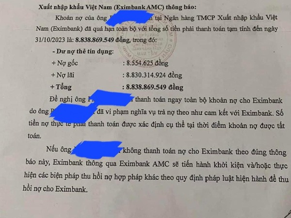 Xài thẻ tín dụng 8,5 triệu rồi ‘quên’ trả, 11 năm sau mang nợ 8,8 tỉ đồng: Ngân hàng lên tiếng