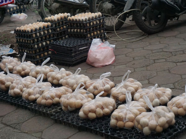 Người chăn nuôi mang trứng gà 'siêu rẻ' bán trên vỉa hè Hà Nội