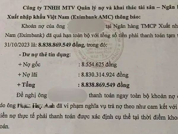 Ngân hàng Nhà nước chỉ đạo 'khẩn' vụ chủ thẻ tín dụng nợ 8,8 tỉ đồng sau 11 năm