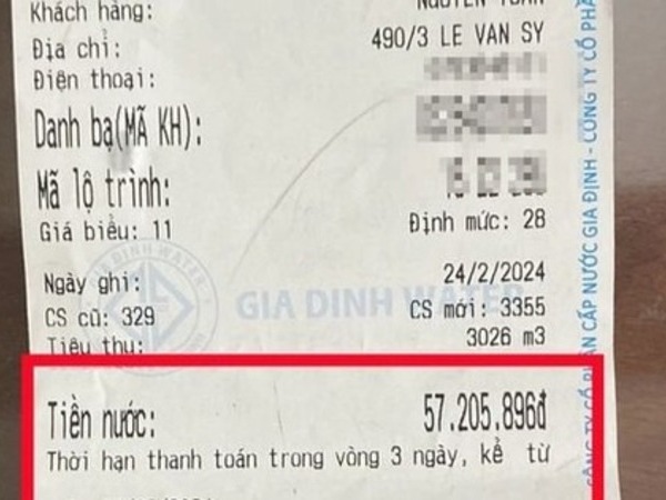 Vụ hóa đơn tiền nước 57 triệu đồng: Công ty cấp nước phản hồi chính thức