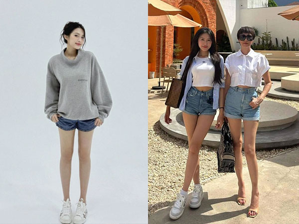 Doãn Hải My diện quần ngắn 20cm khoe đôi 'kiếm Nhật' thì ra thừa hưởng trọn bộ gen xịn từ cô Mai Đoàn