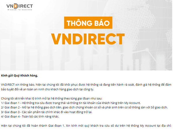 VNDirect khôi phục hệ thống: Nhà đầu tư than không đổi được mật khẩu, load chậm