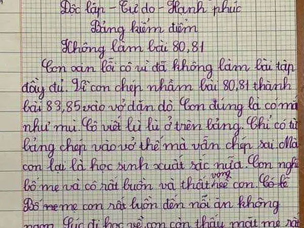 Xôn xao với bản kiểm điểm chữ viết đẹp đẽ, lời lẽ thống thiết đầy chân thành nhưng càng đọc càng thấy có điều gì 'sai sai'