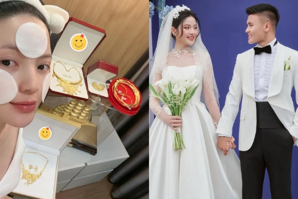 Chu Thanh Huyền 'flex' tất cả số vàng nhận được ở đám cưới với Quang Hải, nhiều và nặng thế này bảo sao phải kêu 'cứu'