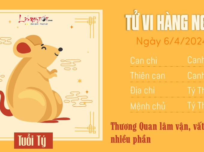 Tử vi thứ 7 ngày 6/4/2024 của 12 con giáp: Tý vất vả, Thân kiếm tiền giỏi