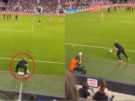 Messi có hành động bất ngờ khi được vệ sĩ ném cho trái bóng, fan khen ngợi khi biết lý do đằng sau