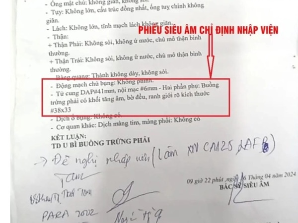 Làm rõ vụ bệnh nhân bị u buồng trứng phải, bác sĩ mổ bên trái