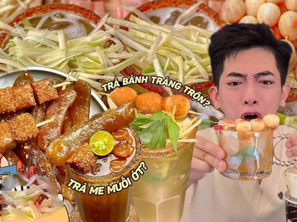Hồi hộp uống thử trà bánh tráng trộn và trà me muối ớt gây tranh cãi tại quán cà phê của TikToker Bông Tím, liệu có 'ớn lạnh' như lời đồn?