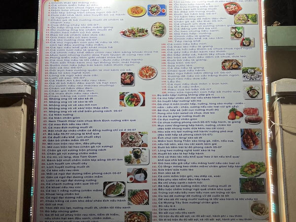 Thực đơn 'khổng lồ' của một nhà hàng ở Bình Định gây sốt mạng xã hội