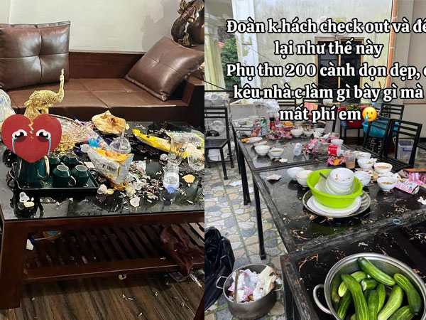 Xôn xao hình ảnh đoàn khách thuê Villa ăn uống xong để lại 'bãi chiến trường' đầy rác: 'Nhà chị có làm gì đâu mà mất phí?'
