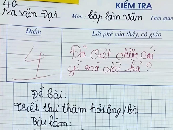Bài văn đang gây bão mạng: Viết thư hỏi thăm bà nhưng cô giáo chấm được 4 điểm, đọc xong thấy không oan chút nào