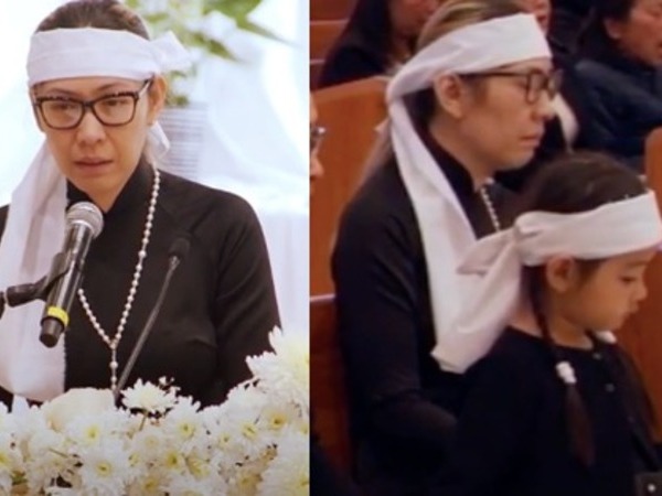 Tang lễ nghệ sĩ Đức Tiến tại Mỹ: Bà xã khóc nghẹn bên linh cữu, con gái nhỏ ngơ ngác gây xót xa