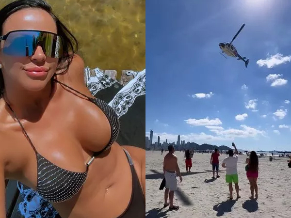 Influencer ở Brazil ngồi trên trực thăng rải tiền xuống bãi biển cho khách du lịch