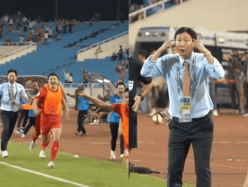 Video: HLV Kim Sang-sik chạy cuống cuồng ăn mừng cùng cầu thủ Việt Nam nhưng đột ngột 'quay xe' vì phải giữ cái đầu lạnh