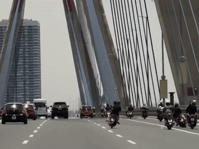 2 xe máy đánh võng như 'rang lạc' trên cầu Nhật Tân gây bức xúc