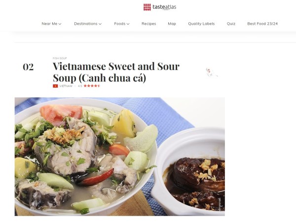 Canh chua cá, cơm hến vào top những món ăn từ hải sản ngon nhất khu vực