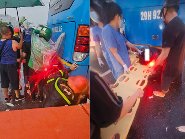 Đám đông hợp sức giải cứu nam thanh niên bị mắc kẹt dưới gầm ô tô sau tai nạn giao thông