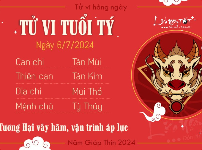 Tử vi thứ 7 ngày 6/7/2024 của 12 con giáp: Dần chăm chỉ, Dậu quyết tâm