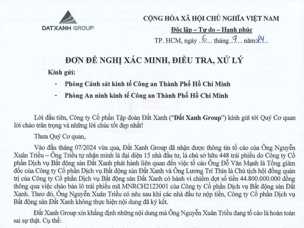 Đất Xanh lên tiếng việc ông Lương Trí Thìn bị tố chiếm đoạt tài sản