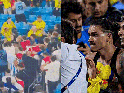 Clip: Hỗn loạn nghiêm trọng sau trận bán kết Copa America, Darwin Nunez lao lên khán đài đánh nhau với CĐV Colombia