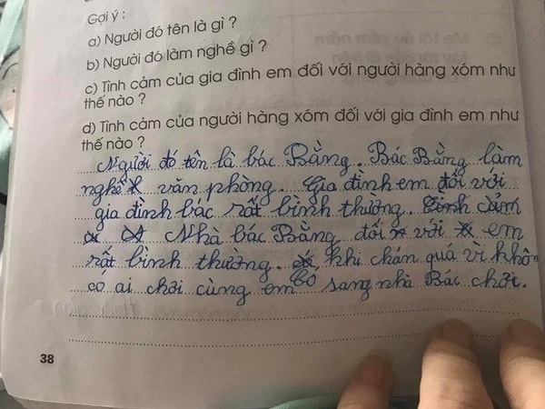 Cười đau ruột với bài văn tả bác hàng xóm của học sinh tiểu học: Đọc câu cuối chắc bác 'cấm cửa' con suốt đời!