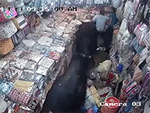 Bò tót tấn công kinh hoàng hai người phụ nữ trong cửa hàng quần áo