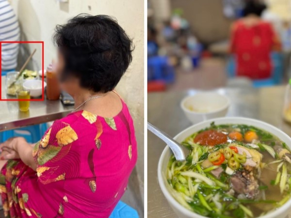 Vị khách cắm đôi đũa vào lọ giấm của quán phở để 'tiệt trùng' khiến dân mạng bức xúc