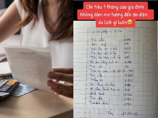 Gia đình tiêu hơn 25 triệu/tháng, cô vợ than 'không dám đi du lịch' nhưng dân tình chỉ chú ý đến 1 khoản chi này
