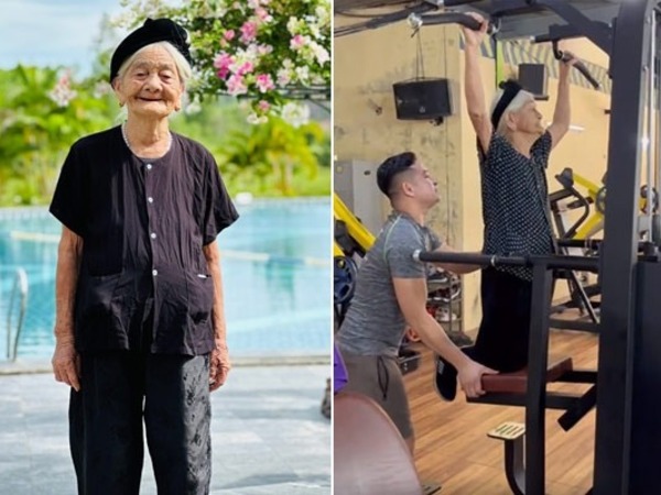 Cụ bà 96 tuổi ở Hà Tĩnh mê tập gym, bơi lội gây sốt mạng xã hội