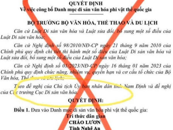 Bộ VH-TT-DL đề nghị xử lý thông tin xuyên tạc về cháo lươn Nghệ An