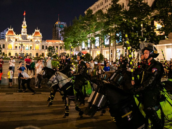 Chú ngựa 'Út Ngáo' nổi tiếng ở Điện Biên bất ngờ xuất hiện ở phố đi bộ Nguyễn Huệ khiến nhiều người thích thú