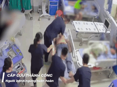 CLIP: 15 phút căng thẳng của hàng loạt y bác sĩ cứu sống người đàn ông ngưng tim ở Phú Thọ
