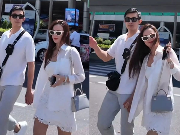 Chồng thiếu gia và Midu gây chú ý vì hành động này khi xuất hiện trên đường