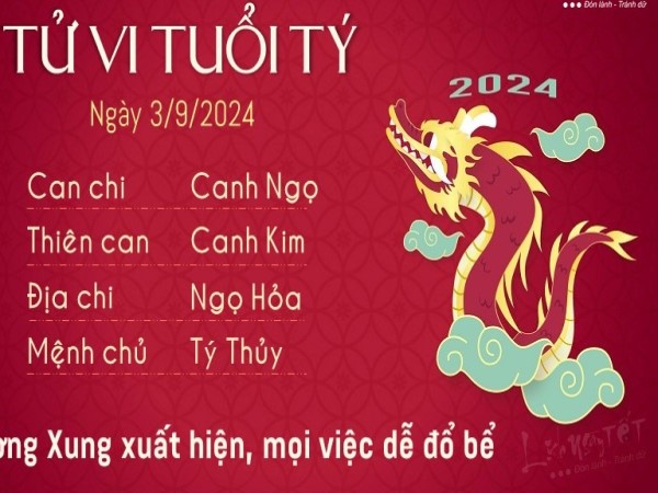 Tử vi thứ 3 ngày 3/9/2024 của 12 con giáp: Tý cần thận trọng, Thìn thoải mái