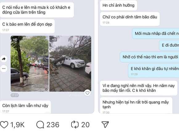 Sếp bắt nhân viên chạy từ Phú Thọ đến Hà Nội để đi làm giữa lúc mưa bão - câu chuyện gây tranh cãi nhất lúc này