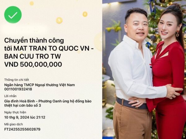 Phương Oanh - Shark Bình tung bằng chứng 500 triệu từ thiện khi bị soi không có tên trong sao kê
