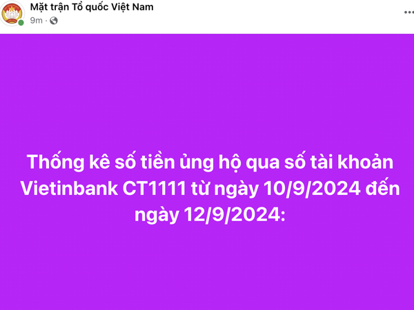 Mặt trận Tổ quốc tiếp tục công khai 2.009 trang sao kê tiền từ thiện từ 10/9 đến 12/9