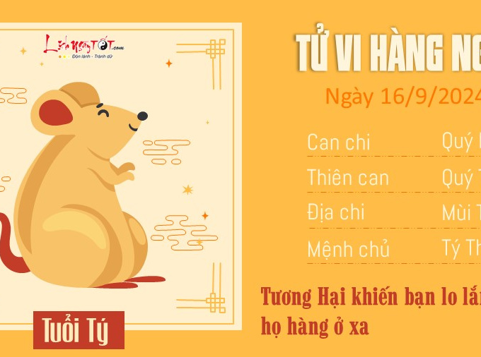 Tử vi thứ 2 ngày 16/9/2024 của 12 con giáp: Sửu buồn phiền, Ngọ có tiền