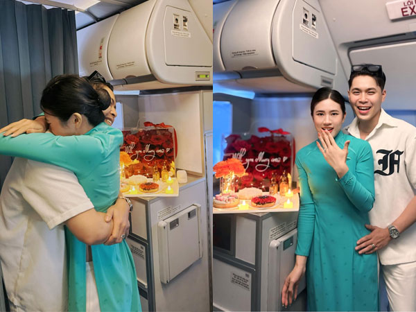 Nữ tiếp viên hàng không được bạn học cùng lớp cấp 2 cầu hôn trên máy bay: Cái kết đẹp cho 10 năm thanh xuân!